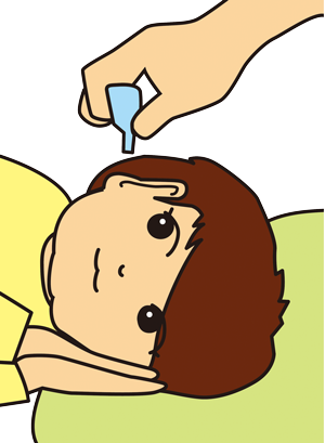 鼓膜に穴が開いている場合や外耳炎も併発している場合には、耳浴（じよく）といって、直接耳に液状の抗菌剤を垂らして患部に直接浸透させる治療も行います。